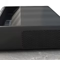 Sleek Modern Television With Blue Wave Mountain Scene On Concrete Stand