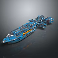 Blue Sci Fi Spaceship Model With Intricate Structure And Futuristic Design 3d model
