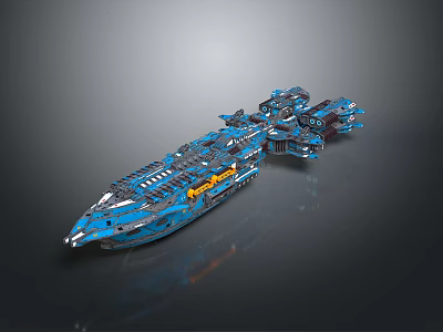 Blue Sci Fi Spaceship Model With Intricate Structure And Futuristic Design 3d model
