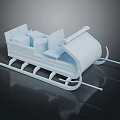 Winter Natural Scene Featuring White Sleigh With Comfortable Seats And Curved Runner Design