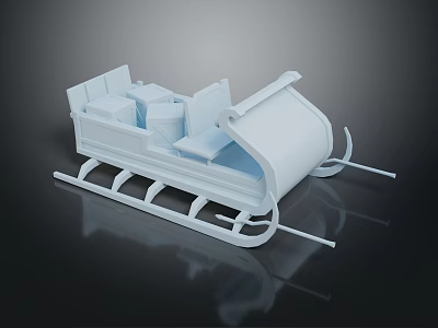 Winter Natural Scene Featuring White Sleigh With Comfortable Seats And Curved Runner Design 3d model