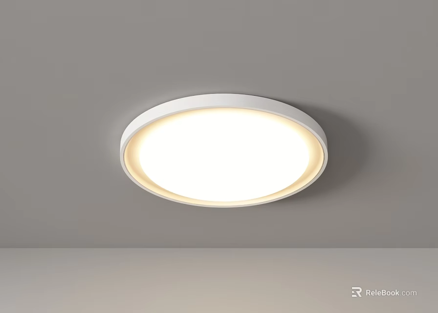 White Round Modern Ceiling Light with Soft Illuminated Glow for Home 3d model 