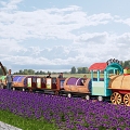 Modern Landscape Train Flower Sea Sightseeing Train Amusement Park Rail Car Tour Car Shopping Mall Pleasure Train Country Train 3d model