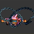 Colorful Fantasy Sword with Red Hilt Octopus Tentacles Blue Chain and Green Crystal Blade