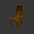 Vintage Solid Wood Single Chair With Carved Backrest And Natural Wood Grain