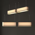 Modern Rectangular Pendant Lights With Light Colored Shades Hanging On Dark Wall 3d model