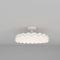 White Scalloped Design Ceiling Chandelier With Elegant Edge And Soft Lighting 3d model