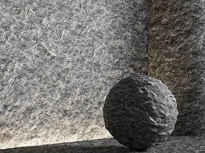 Gray Stone Component With Rough Wall Texture And Round Stone Ball 3d model