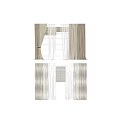 Beige And White Double Layer Curtains For Modern Home Window Decor 3d model