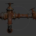 Rusty Red Metal Pipes With Valves And Curved Connections In Industrial Design
