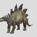 Stegosaurus Dinosaur 3D Model With Back Plates And Tail Spikes In Standing Pose 3d model