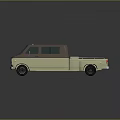 Vintage Beige And Brown Pickup Truck With Long Bed And Roof Lights