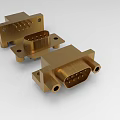 Durable Industrial Equipment Golden Metal Connectors with Multiple Pins and Mounting Holes