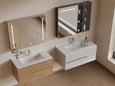 10 Bathroom Cabinet Modern Bathroom Cabinet Mirror Washstand 3d model