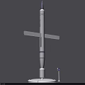 White Missile Weapon With Conical Warhead Lateral Stabilizing Fins And Launch Base Control Device 3d model