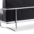 Black Leather Three Seater Sofa With Modern Minimalist Design And Metal Legs