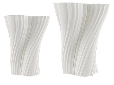 Elegant White Wavy Striped Modern Decorative Ornament Set for Home Interior 3d model