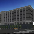 Aerial Planning of Modern Multi Storey Building with Glass Facade Street Vehicles and Greenery
