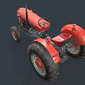 Red Functional Tractor With Large Tires And Seat