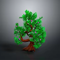 Ornamental Green Tree With Lush Green Leaves Brown Trunk And Pink Small Flowers