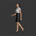 Child Wearing White Shirt And Black Skirt Walking On Gray Background