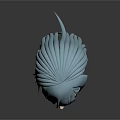 3D Human Head Model with Long Light Blue Hair and Detailed Facial Features