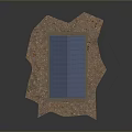Outdoor Blue Roof Shelter Supported By Wooden Columns On Brown Earth Surface