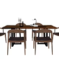 New Chinese Dining Table and Chair Combination Solid Wood Dining Table and Chair 3d model