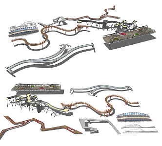 Modern bridge Special-shaped landscape bridge 3d model