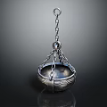 Stylish Silver Metallic Hanging Chandelier With Chain And Minimalist Design