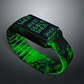 Fashionable Glowing Wristband With Digital Display Green Black Striped Strap Design