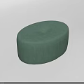 Green Round Upholstered Ottoman With Stitched Top Design For Living Room