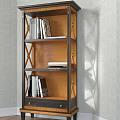 Wooden Bookshelf With Metal Cross Frame And Shelves For Book Storage Decor