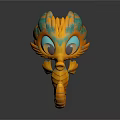 Animated Vibrant Orange Teal Seahorse 3D Game Movie Character With Big Eyes