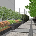 Urban Road Facilities Featuring Stone Paved Walkway Bicycle Parking Green Walls And Trees