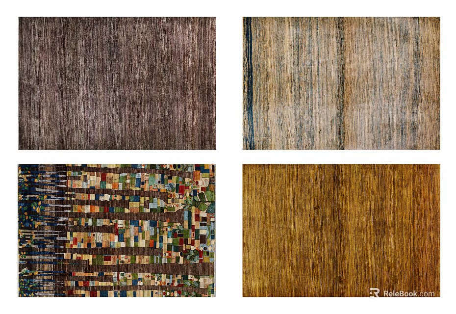 Square Rugs with Various Textures and Colorful Patterns for Home Decor 3d model