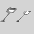 Modern Outdoor Lighting Fixtures Set With Two Silver Metal Lamps Long Pole And Square Shade