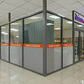 Modern Shopping Mall Retail Store Interior With Glass Doors Shelves And Tile Floor