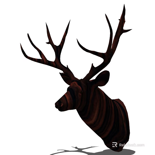 Rustic Animal Wall Decor Wooden Deer Head Sculpture For Living Room Decoration 3d model 
