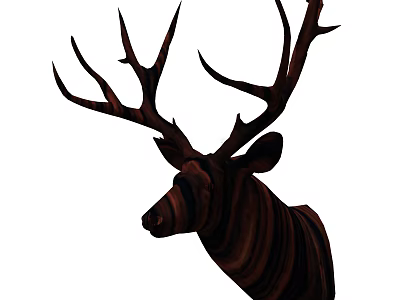 Rustic Animal Wall Decor Wooden Deer Head Sculpture For Living Room Decoration 3d model