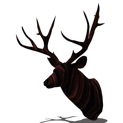Rustic Animal Wall Decor Wooden Deer Head Sculpture For Living Room Decoration 3d model