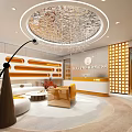 Modern Beauty Hair Salon Interior Design With Reception Desk Comfortable Sofa And Decorative Lighting
