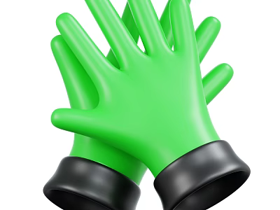 Public Facilities Green Protective Gloves With Black Cuffs For Cleaning And Maintenance Use 3d model
