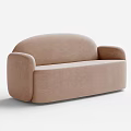 Beige Multi Seat Sofa With Modern Rounded Arms And Comfortable Design For Living Room