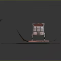 Industrial Mining Cart Equipment On Slope With Red Granular Material And Tracks