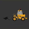Yellow Toy Functional Vehicle with Front Loader Bucket Red Warning Light Transparent Windshield Black Wheels