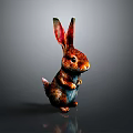 Adorable Colorful Standing Rabbit Figurine With Big Ears And Decorative Style