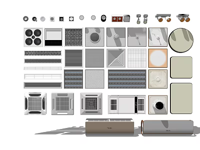 Various Modern Air Conditioner Vents With Different Styles And Decorative Designs For Home 3d model