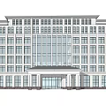 Modern Multi story Office Building With Glass Facade Green Landscaping And Parking
