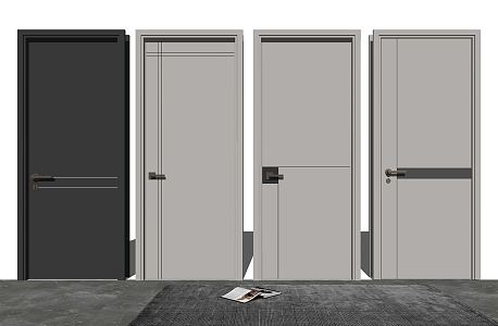 Modern swing door single door 3d model